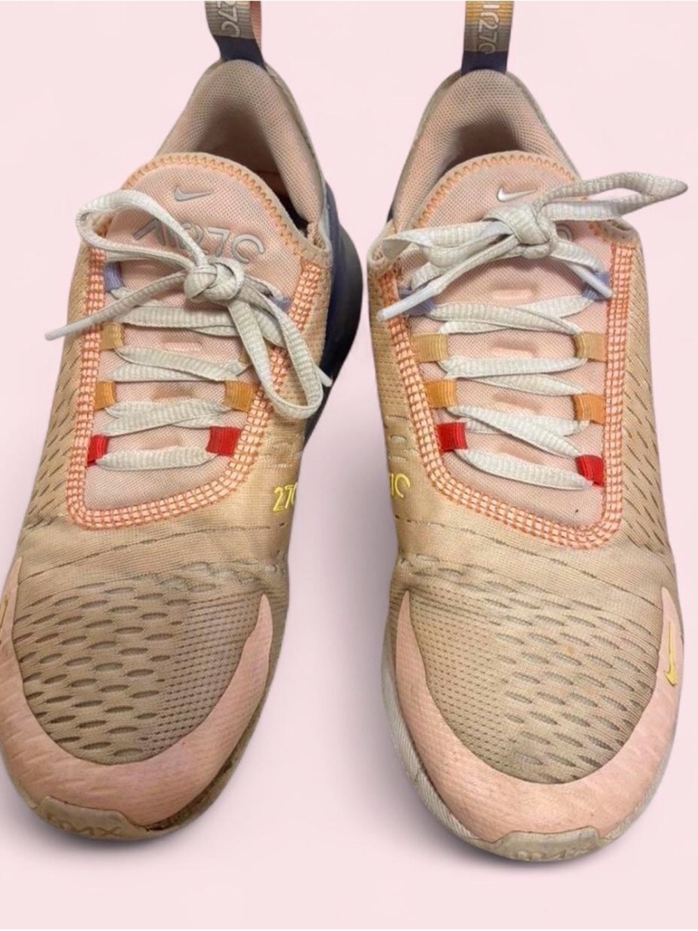 Nike Women’s Peach and Beige 270 React Sneakers